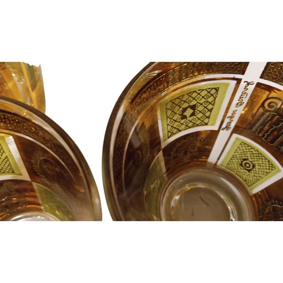 3 VTG Georges Briard Green 22K Gold Celestial Rocks Tumbler Glasses Greco - Picture 7 of 12